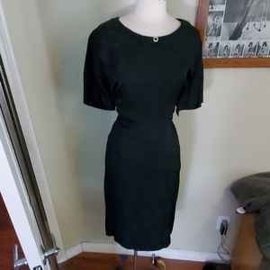 Vintage 50s black brocade dress with bolero 3x 24
